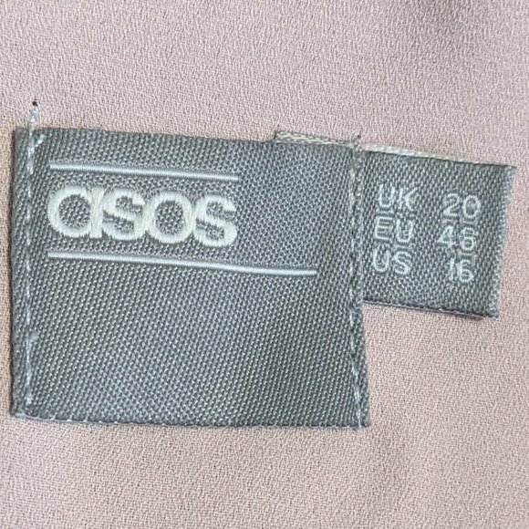 ASOS Iridescent Rose w/Gold Shimmer Pink Polkadot Asymmetrical Dress - size 16 - Picture 9 of 13